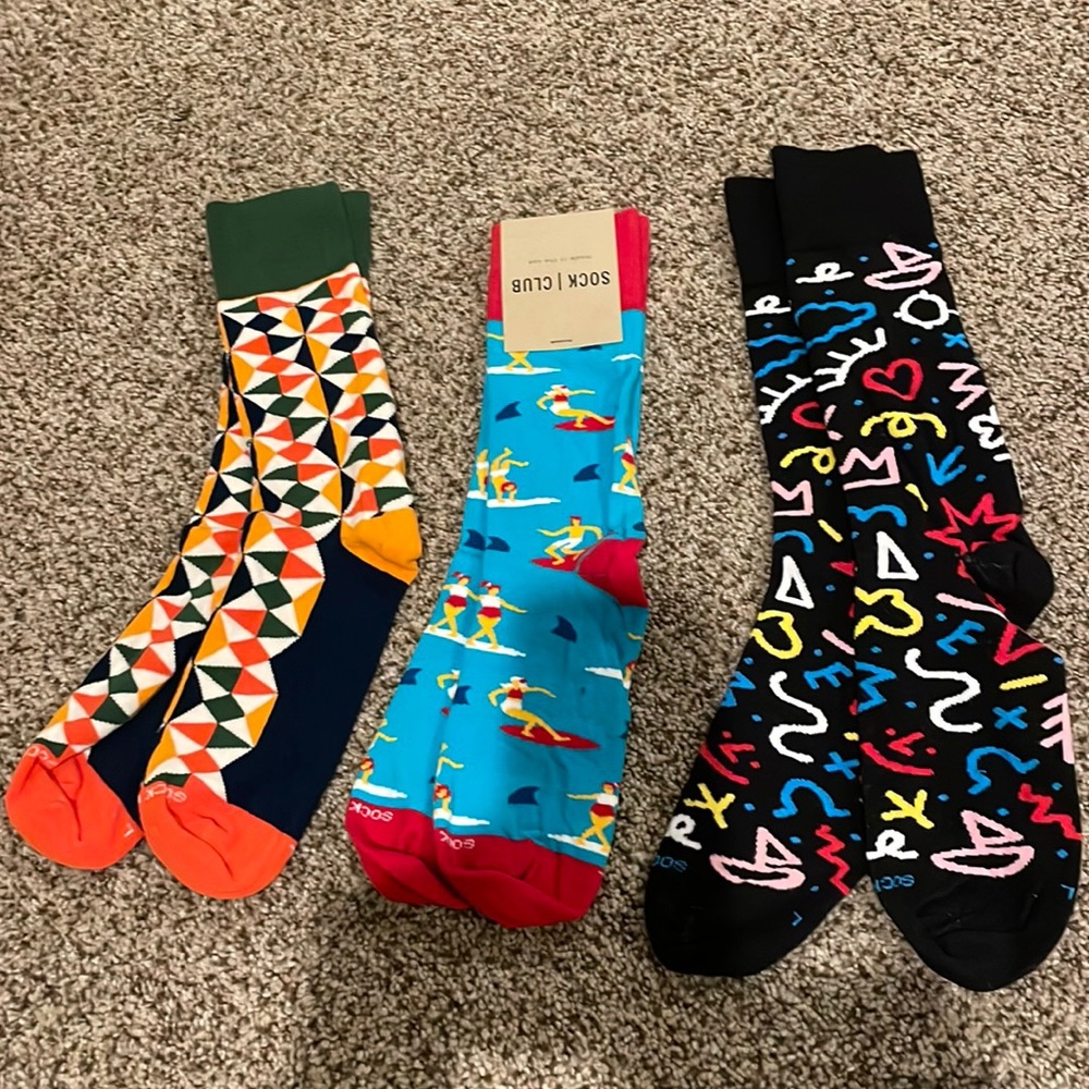 SALE!! Set of 3-Sock Club-Mens Large